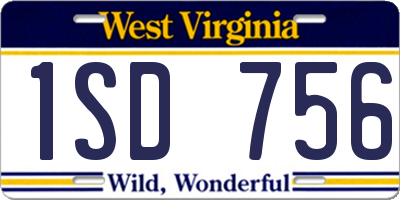 WV license plate 1SD756