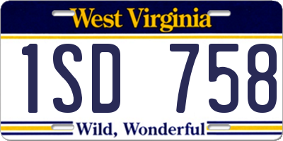 WV license plate 1SD758