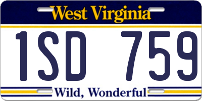 WV license plate 1SD759