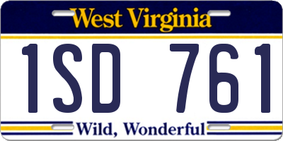 WV license plate 1SD761