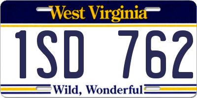 WV license plate 1SD762