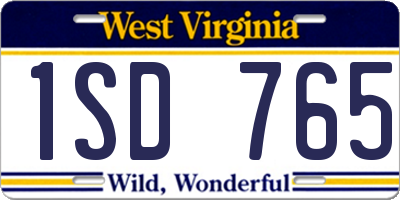 WV license plate 1SD765