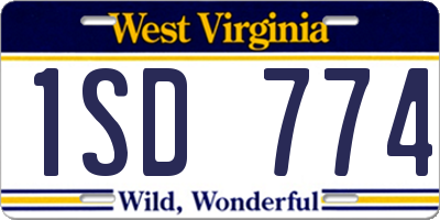 WV license plate 1SD774
