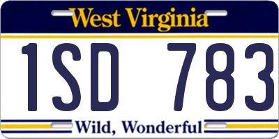 WV license plate 1SD783