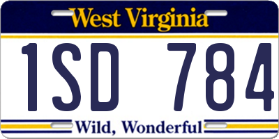 WV license plate 1SD784