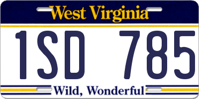 WV license plate 1SD785