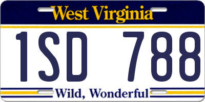WV license plate 1SD788