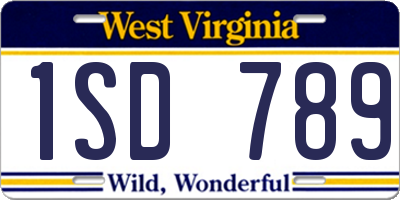 WV license plate 1SD789