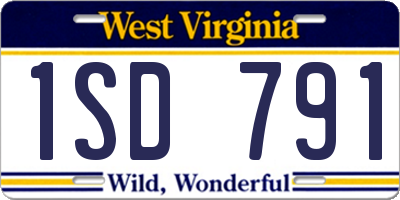 WV license plate 1SD791