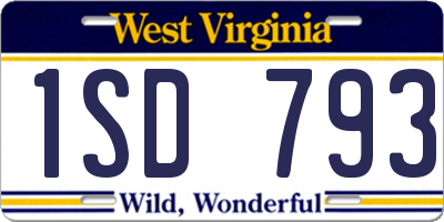 WV license plate 1SD793