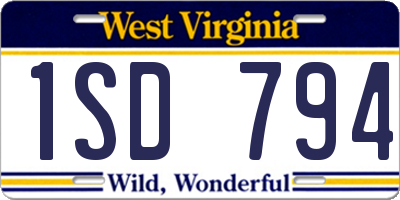WV license plate 1SD794