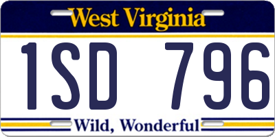 WV license plate 1SD796