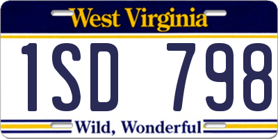 WV license plate 1SD798