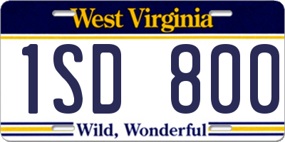 WV license plate 1SD800