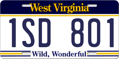 WV license plate 1SD801