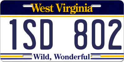 WV license plate 1SD802