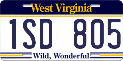 WV license plate 1SD805