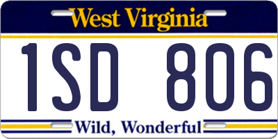 WV license plate 1SD806
