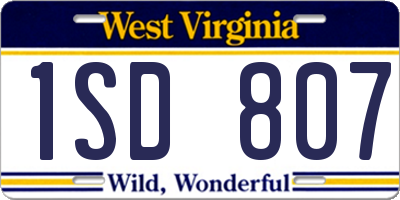 WV license plate 1SD807
