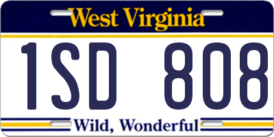 WV license plate 1SD808