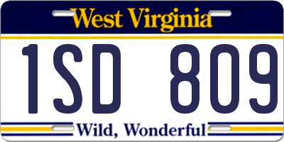 WV license plate 1SD809