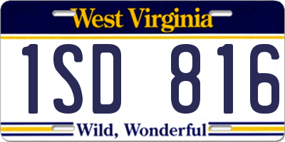 WV license plate 1SD816