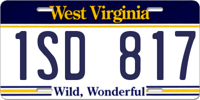 WV license plate 1SD817