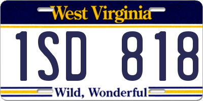 WV license plate 1SD818