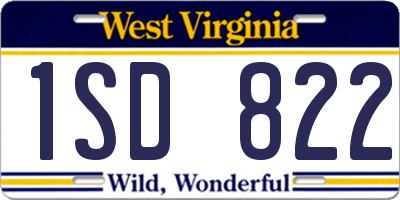 WV license plate 1SD822