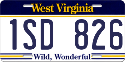 WV license plate 1SD826