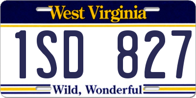WV license plate 1SD827