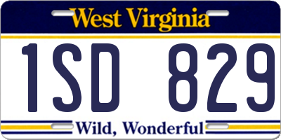 WV license plate 1SD829
