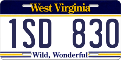 WV license plate 1SD830