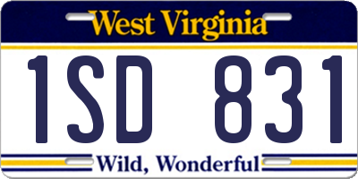 WV license plate 1SD831