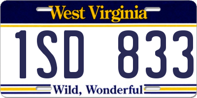 WV license plate 1SD833