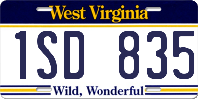 WV license plate 1SD835