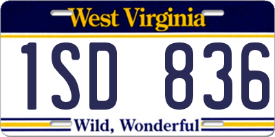 WV license plate 1SD836