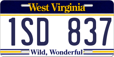 WV license plate 1SD837