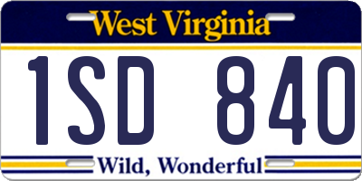 WV license plate 1SD840