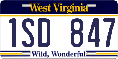 WV license plate 1SD847