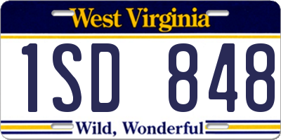 WV license plate 1SD848