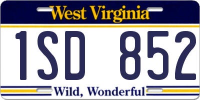 WV license plate 1SD852