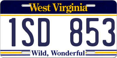 WV license plate 1SD853