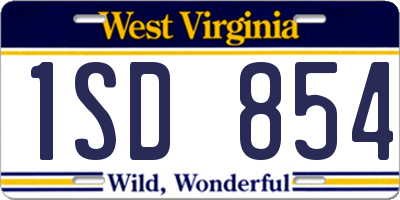 WV license plate 1SD854