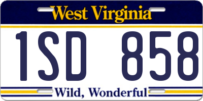 WV license plate 1SD858