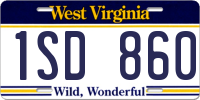 WV license plate 1SD860