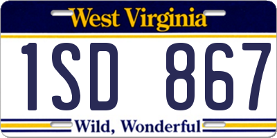 WV license plate 1SD867