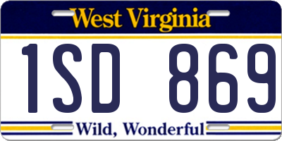 WV license plate 1SD869