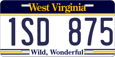 WV license plate 1SD875