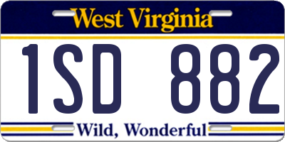 WV license plate 1SD882